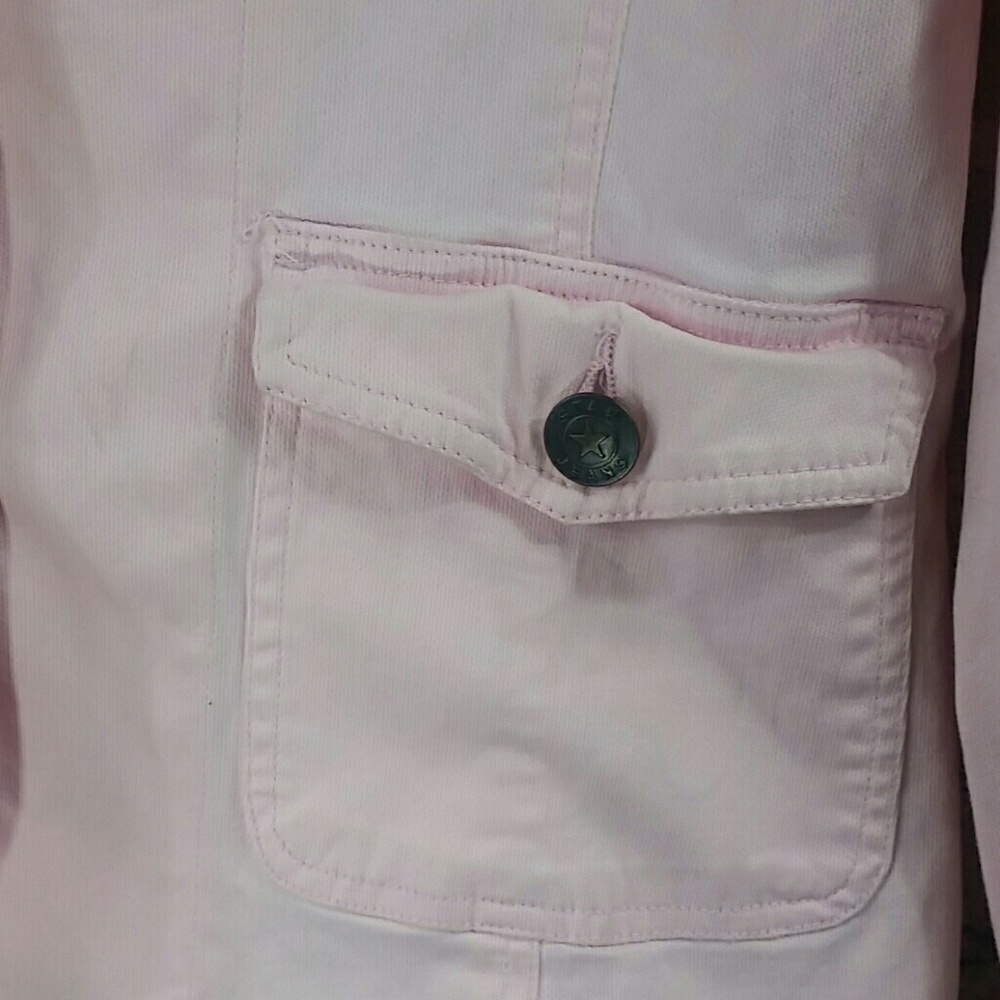 🧥 Baby pink soft Jean jacket star jeans Pink Large size two button closure - Picture 3 of 6